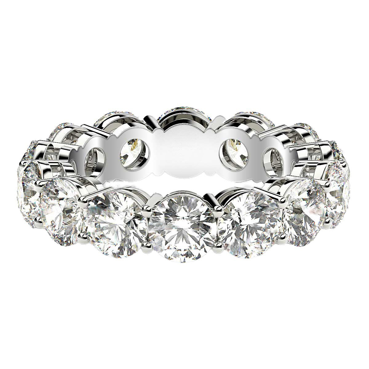 Round Cut Lab Grown Diamond Eternity Ring in 14K White Gold (6 cttw FG/VS2), view 2