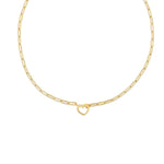 14K Yellow Gold Heart Element Paperclip Necklace