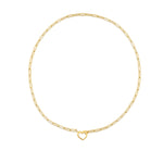 14K Yellow Gold Heart Element Paperclip Necklace, view 2