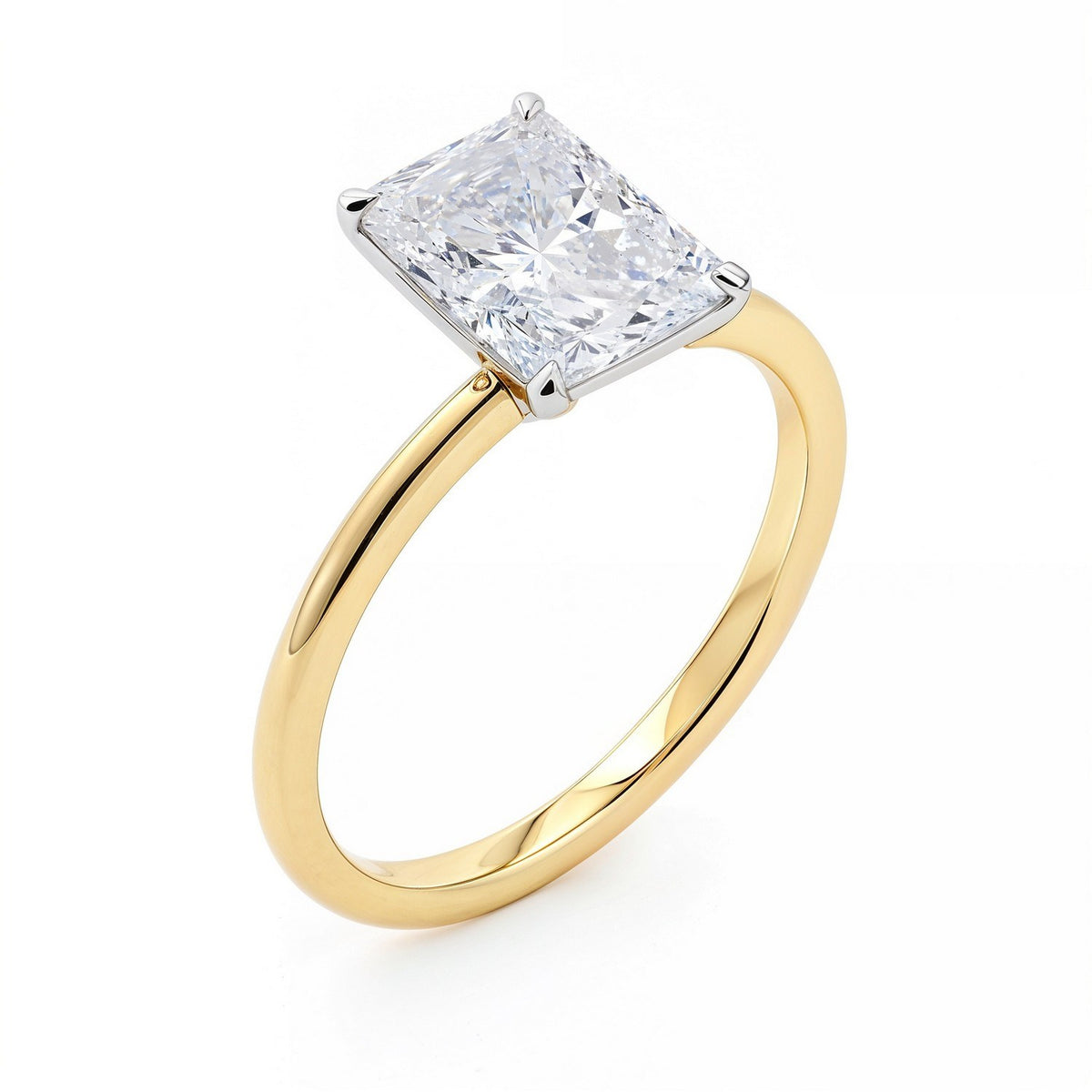 2 Carat Radiant Lab Grown IGI G/VS1 Diamond Solitaire Ring in 14K Yellow Gold, view 2