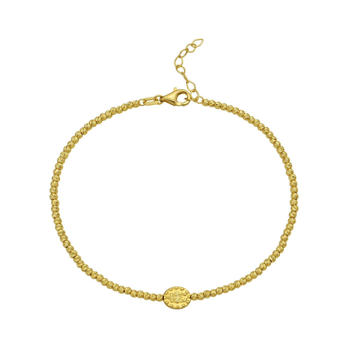 14K Yellow Gold Virgin Mary Bracelet, view 2