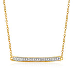 14K Yellow Gold Necklace with Gold and Diamond Bar (1/10 cttw)