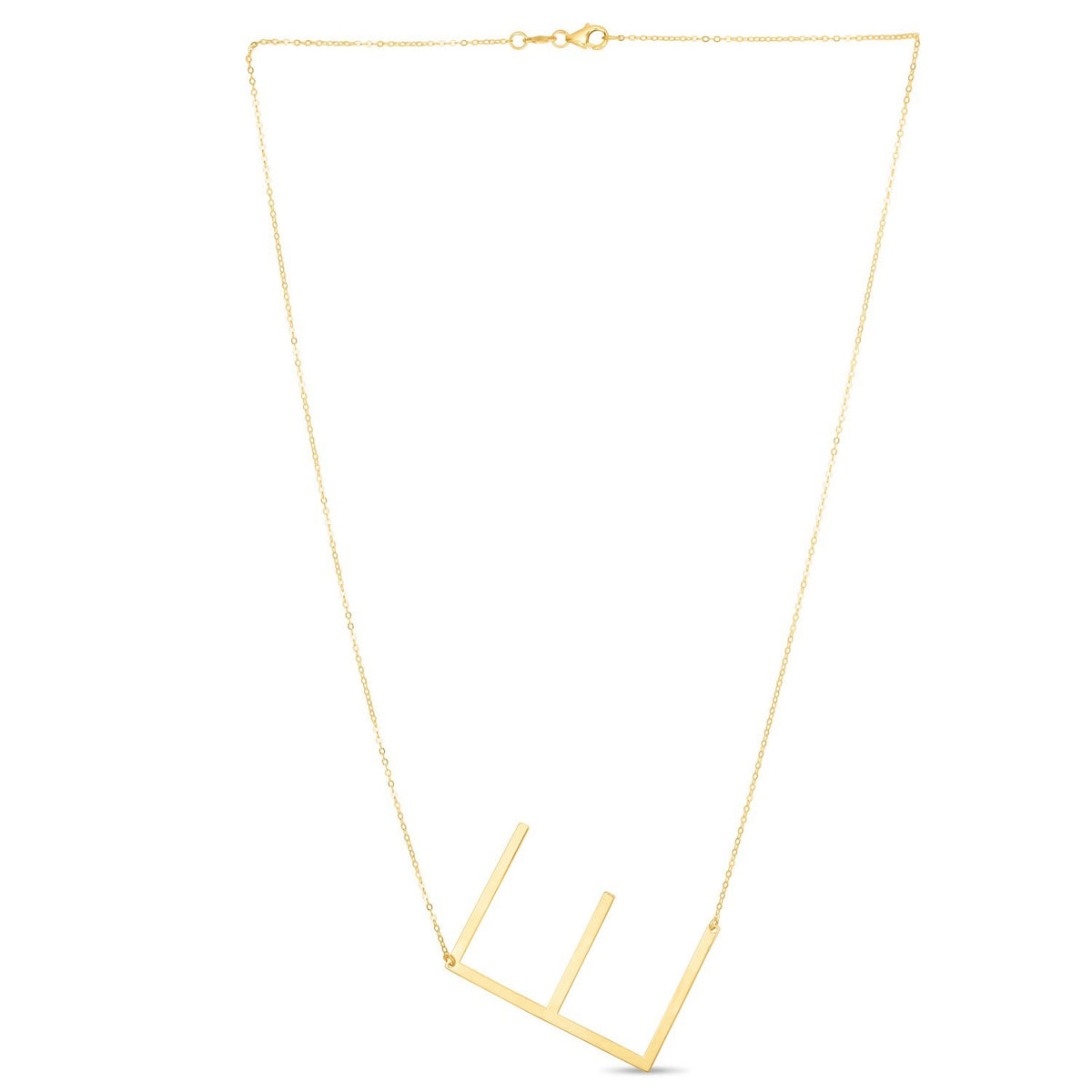 14K Yellow Gold Yours Truly Large Initial E Necklace, view 2