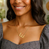 14K Yellow Gold Yours Truly Large Initial E Necklace, view 3