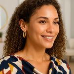 14K Yellow Gold Graduated Oval Hoop Earrings, view 2