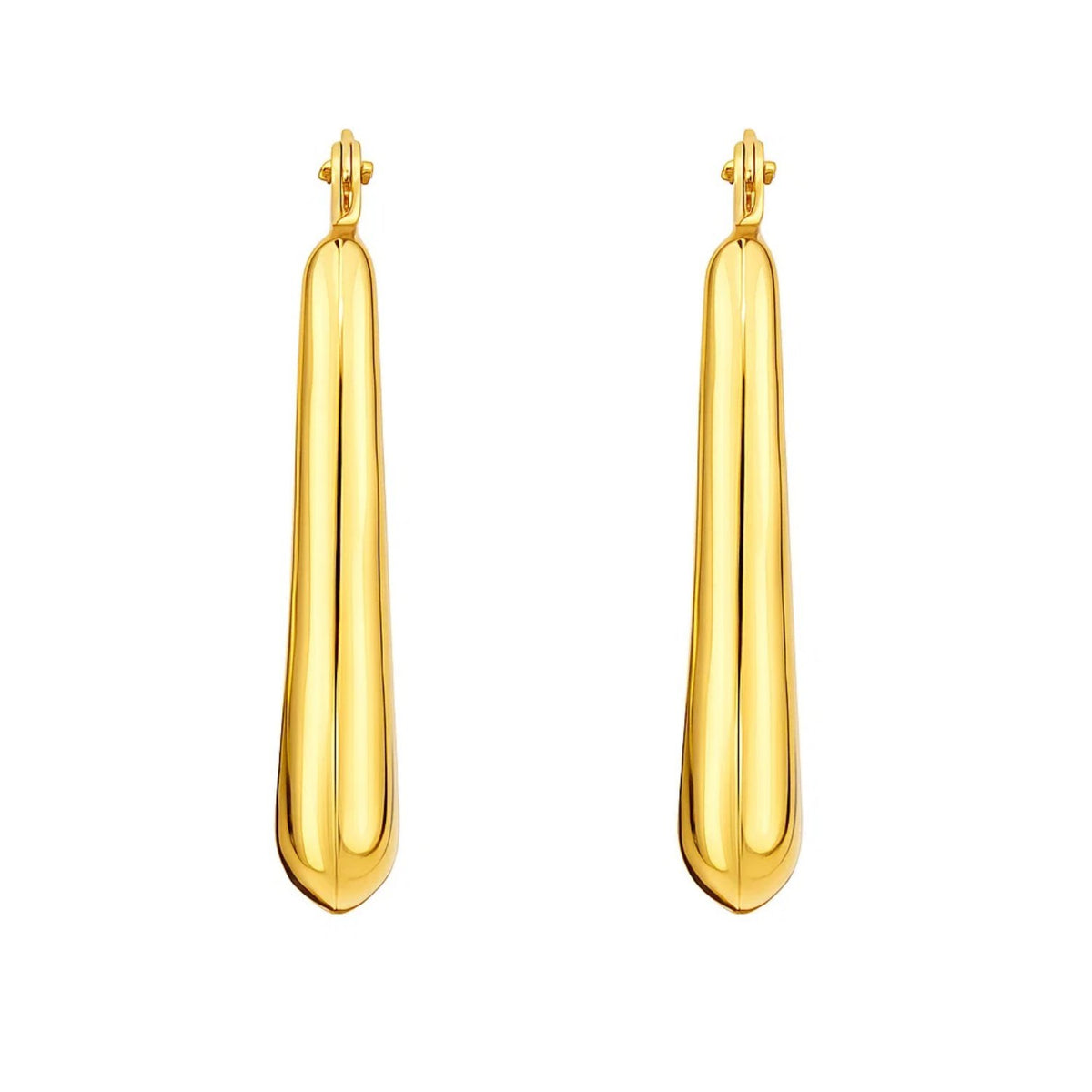 14K Yellow Gold Graduated Oval Hoop Earrings, view 5