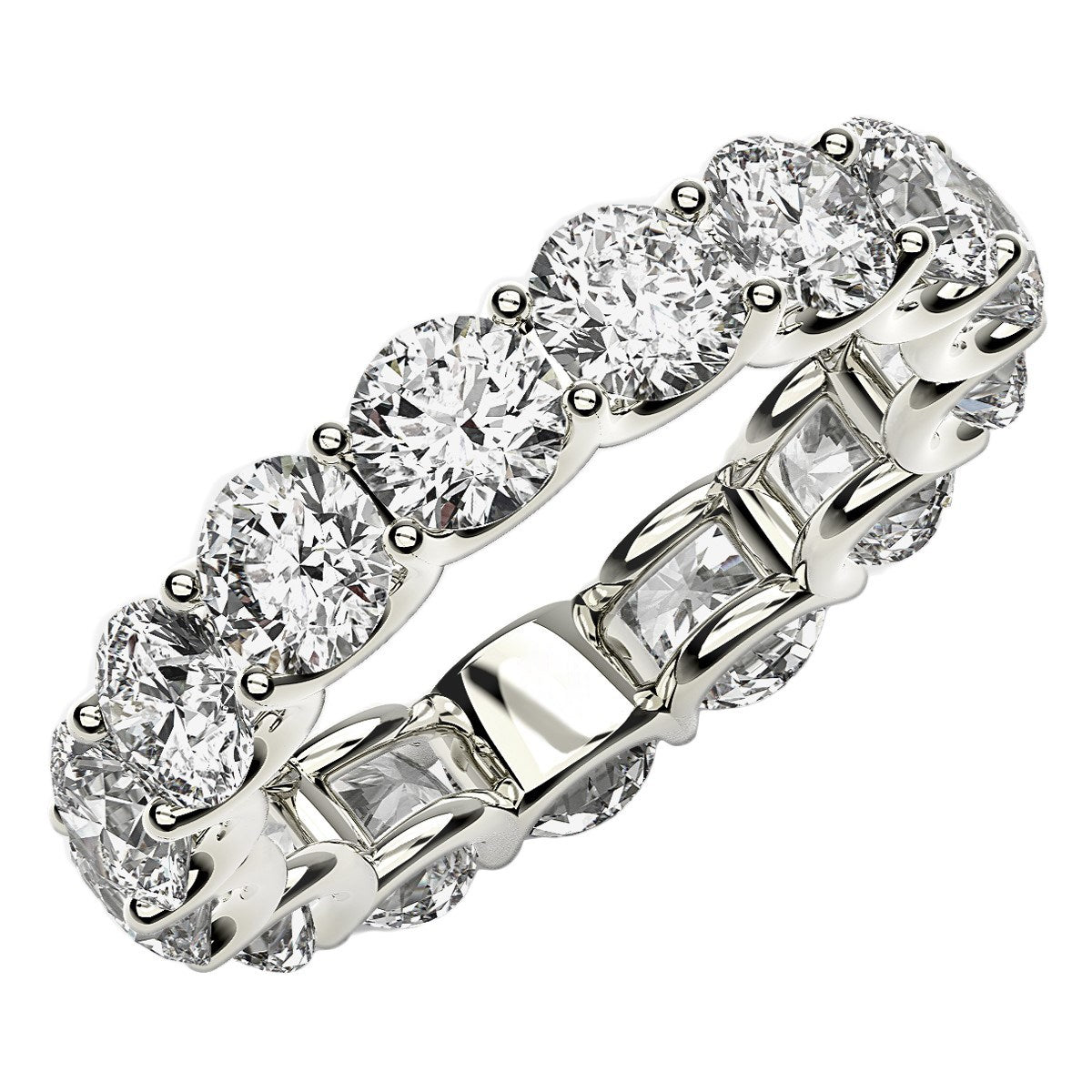 Round Cut Lab Grown Diamond Eternity Ring in 14K White Gold (5 cttw FG/VS2)