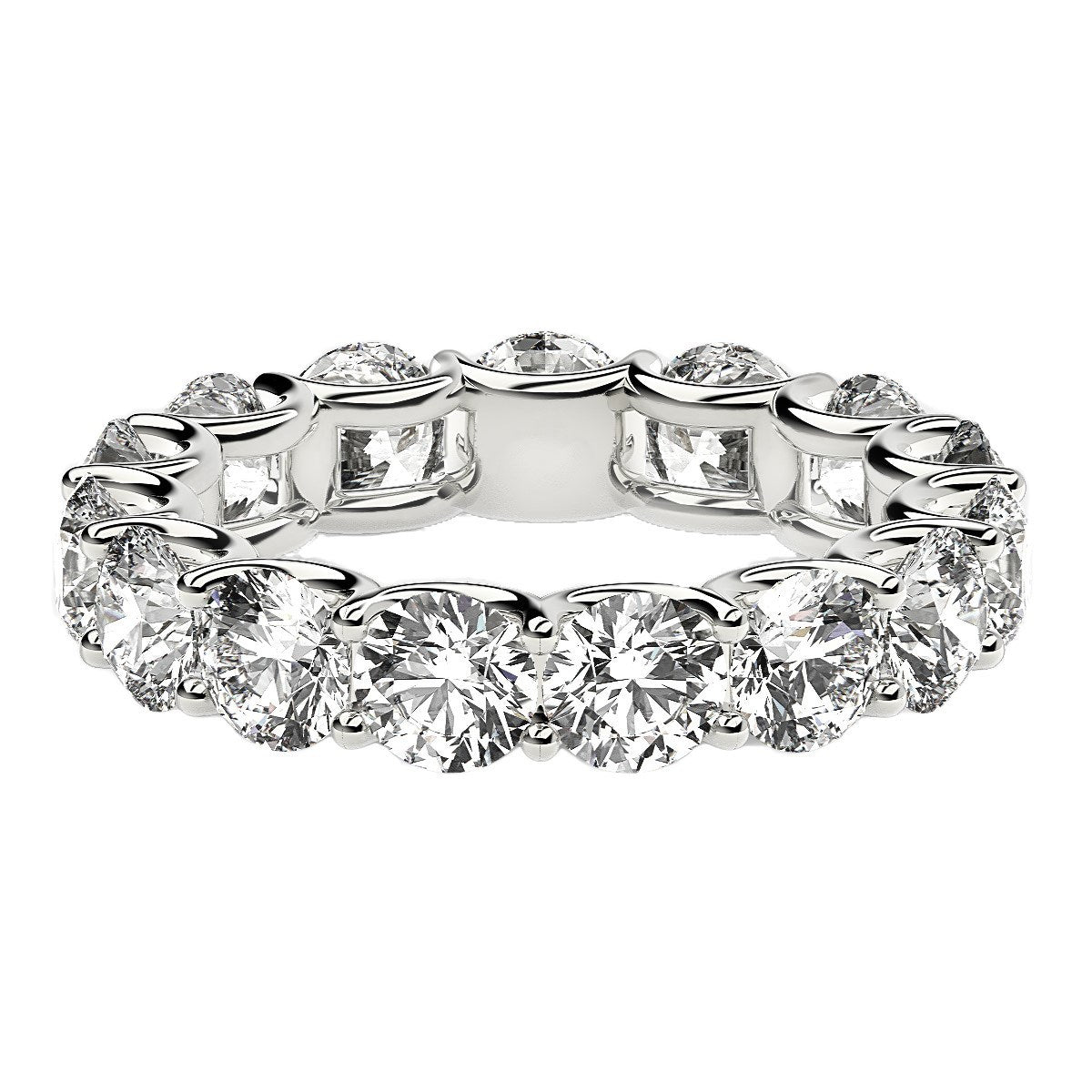 Round Cut Lab Grown Diamond Eternity Ring in 14K White Gold (5 cttw FG/VS2), view 2