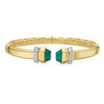 14K Yellow Gold Green Pyramid Art Deco Cuff Bangle (10.70 mm), view 2