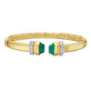 14K Yellow Gold Green Pyramid Art Deco Cuff Bangle (10.70 mm), view 2