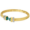14K Yellow Gold Green Pyramid Art Deco Cuff Bangle (10.70 mm), view 3