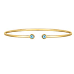 14K Yellow Gold Blue Topaz Open Cuff Bangle (2.00 mm), view 2