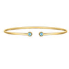 14K Yellow Gold Blue Topaz Open Cuff Bangle (2.00 mm), view 2