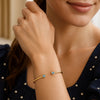 14K Yellow Gold Blue Topaz Open Cuff Bangle (2.00 mm), view 3