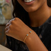 14K Yellow Gold Blue Topaz Open Cuff Bangle (2.00 mm), view 4