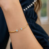 14K Yellow Gold Blue Topaz Open Cuff Bangle (2.00 mm), view 5