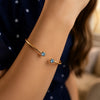 14K Yellow Gold Blue Topaz Open Cuff Bangle (2.00 mm), view 6