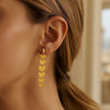 14K Yellow Gold Heart Drop Earrings, view 4