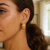 14K Yellow Gold Triple Row Oval Hoop Earrings (17.00 mm), view 2