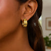 14K Yellow Gold Triple Row Oval Hoop Earrings (17.00 mm), view 3