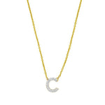 14K Yellow Gold Mini Diamond C Initial Pendant Necklace, view 3