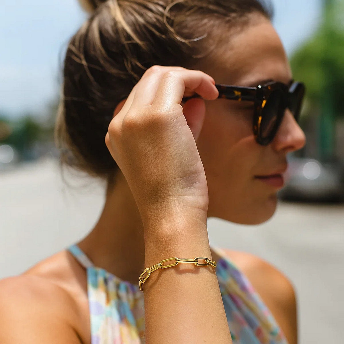 10K Yellow Gold Lite Paperclip Bracelet (4.20 mm), view 3