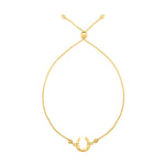 Adjustable Horseshoe Draw String Bracelet in 14K Yellow Gold