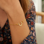 Adjustable Horseshoe Draw String Bracelet in 14K Yellow Gold, view 3