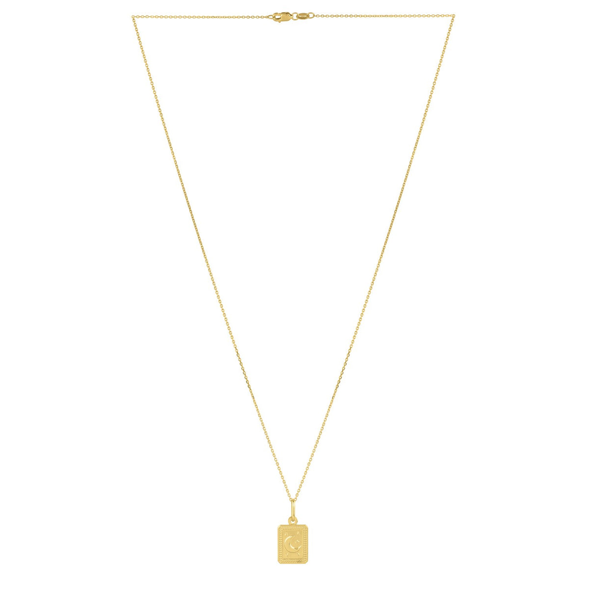 Moon and Stars Necklace in 14K Yellow Gold, view 2