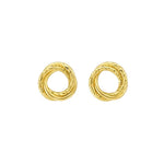 14K Yellow Gold Diamond Cut Interlocking Trinity Stud Earrings (11.30 mm), view 2