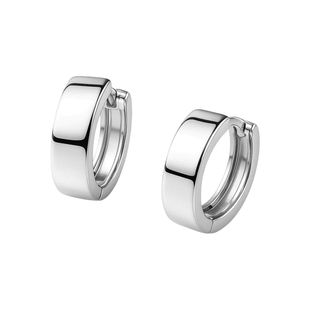 10K White Gold Snuggable Hoop Earrings, view 2