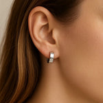 10K White Gold Snuggable Hoop Earrings, view 5