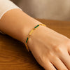 14K Yellow Gold Malachite Rectangle Links Bracelet (3.50 mm), view 4