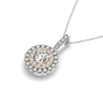 Round Shape Halo Diamond Pendant in 14K White and Rose Gold (1/2 cttw), view 2