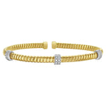 14K Yellow Gold Diamond Triple Station Tubogas Cuff, view 2