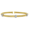 14K Yellow Gold Diamond Triple Station Tubogas Cuff, view 2