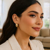 14K Yellow Gold Ribbed Hoop Earrings, view 2