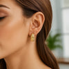 14K Yellow Gold Ribbed Hoop Earrings, view 3