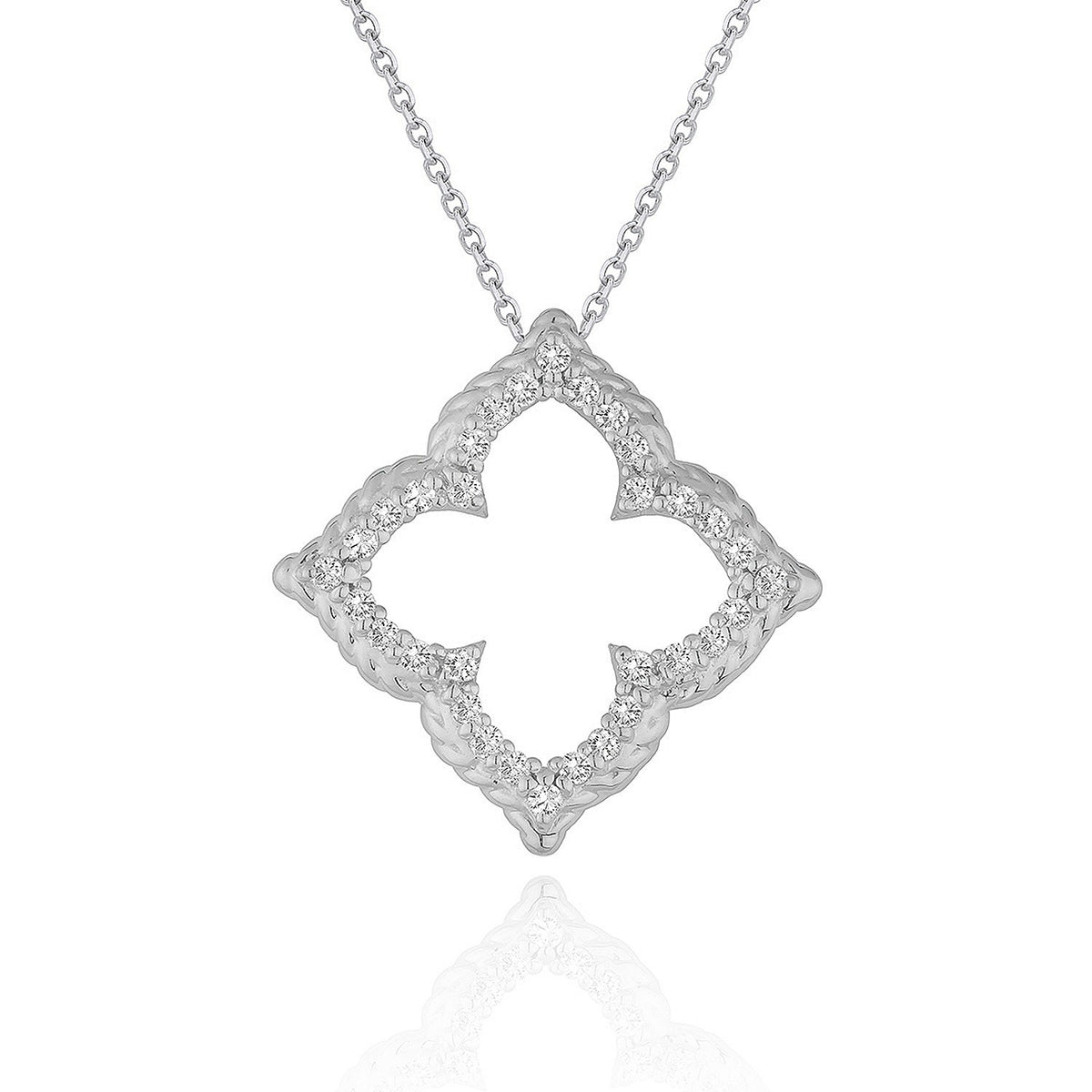 14K White Gold Diamond Cut-out Flower Pendant (1/3 cttw)