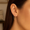 14K Yellow Gold Two Hole Huggie Style Hoop Earrings, view 3