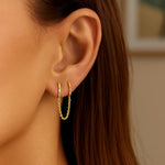 14K Yellow Gold Two Hole Huggie Style Hoop Earrings, view 4