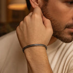 Sterling Silver Gunmetal Finish Franco Link Bracelet (4.60 mm), view 4