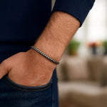 Sterling Silver Gunmetal Finish Franco Link Bracelet (4.60 mm), view 5