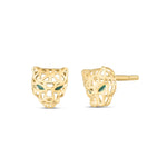 14K Yellow Gold Panther Head Stud Earrings