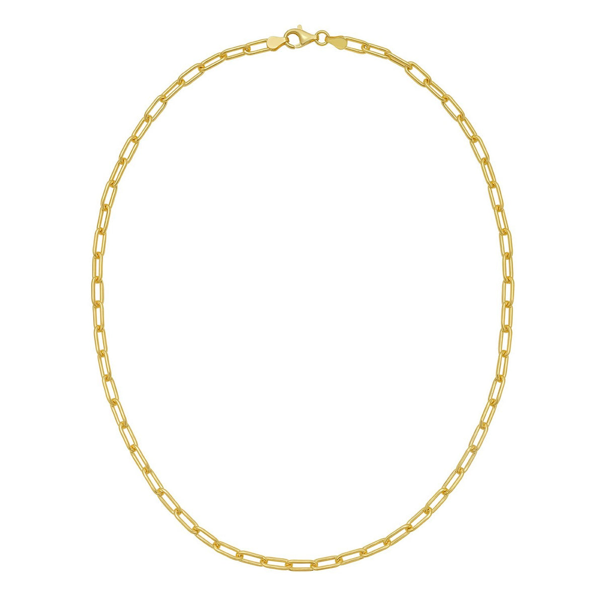 Sterling Silver Yellow Gold Plated Round Link Paperclip Chain (5.20 mm), view 2