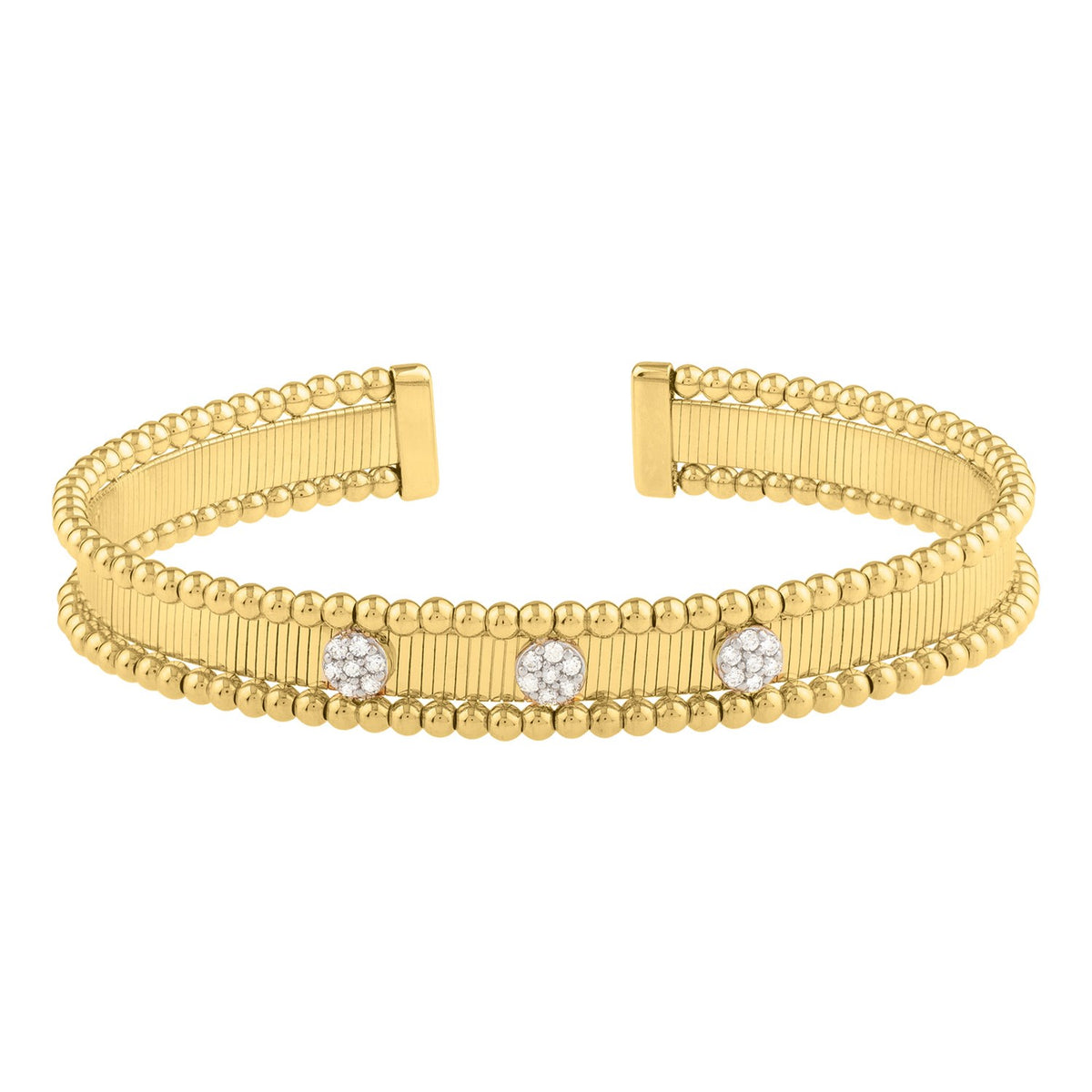Two Toned Pallina Cuff Bangle in 14K Gold (9.00 mm), view 2