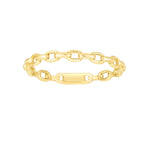 14K Yellow Gold Oval Links Stackable Ring, view 2
