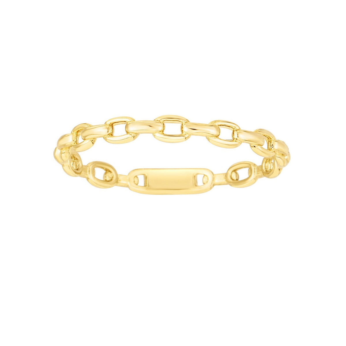 14K Yellow Gold Oval Links Stackable Ring, view 2