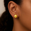 14K Yellow Gold Round Faceted Style Stud Earrings (7.00 mm), view 2