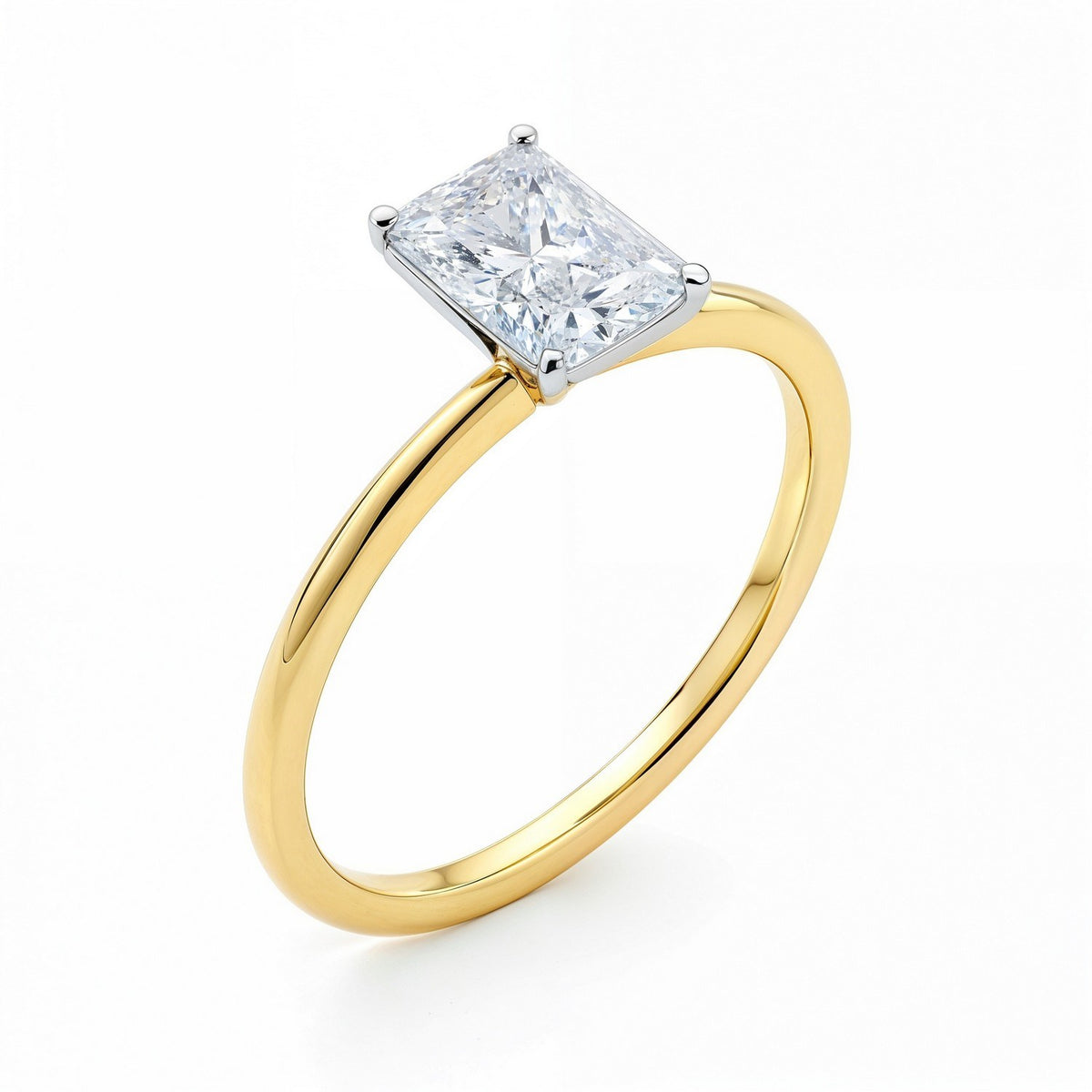 1 Carat Radiant Lab Grown IGI G/VS1 Diamond Solitaire Ring in 10K Yellow Gold, view 2